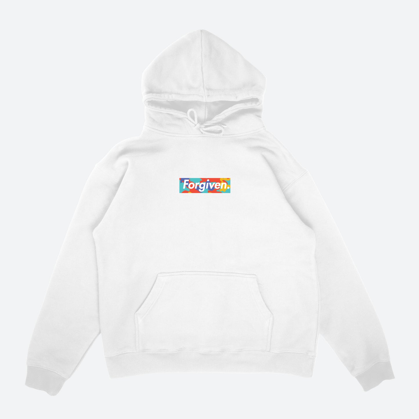 Forgiven Box Logo White Unisex Hoodie