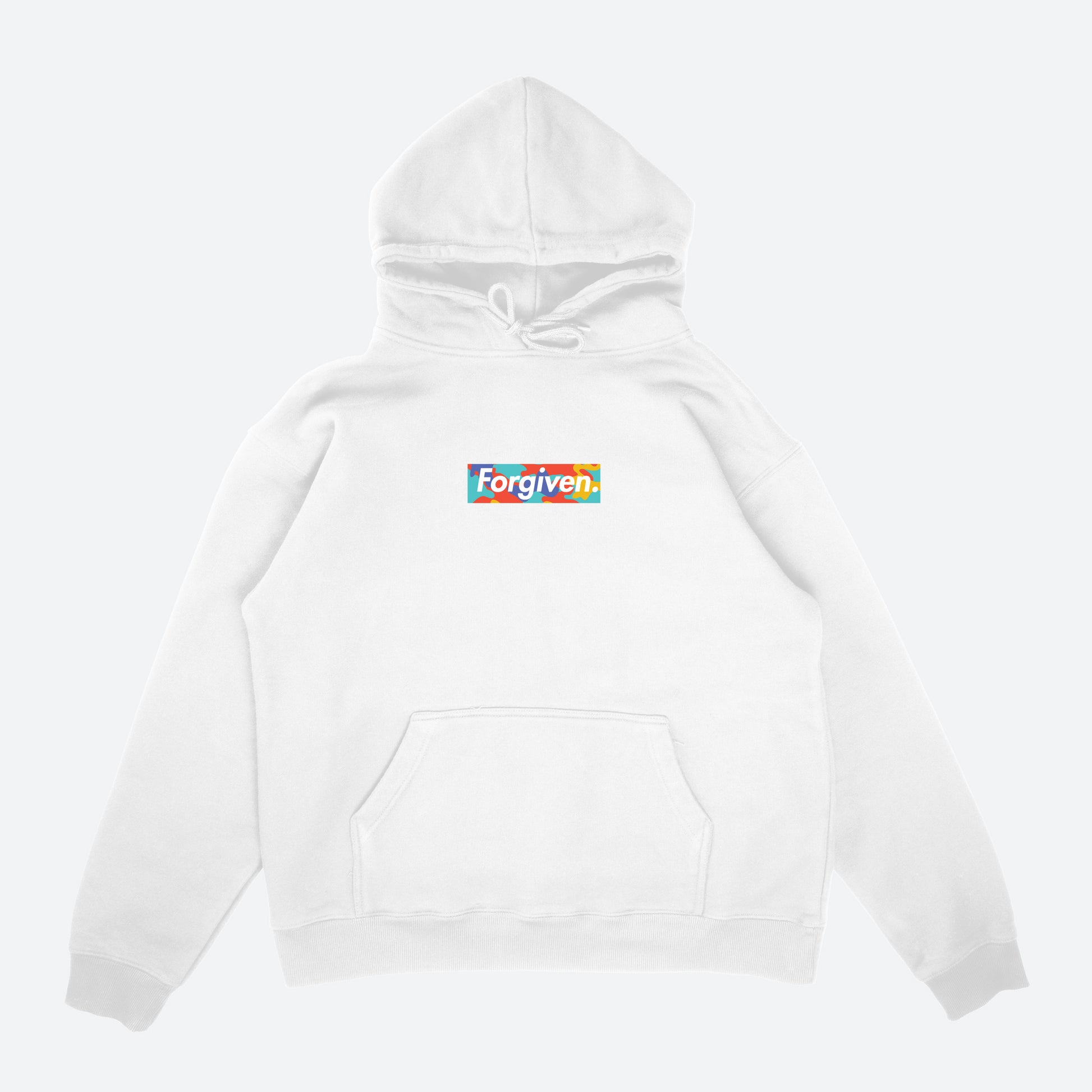 Forgiven Box Logo White Unisex Hoodie
