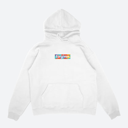 Forgiven Box Logo White Unisex Hoodie