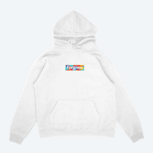 Forgiven Box Logo White Unisex Hoodie