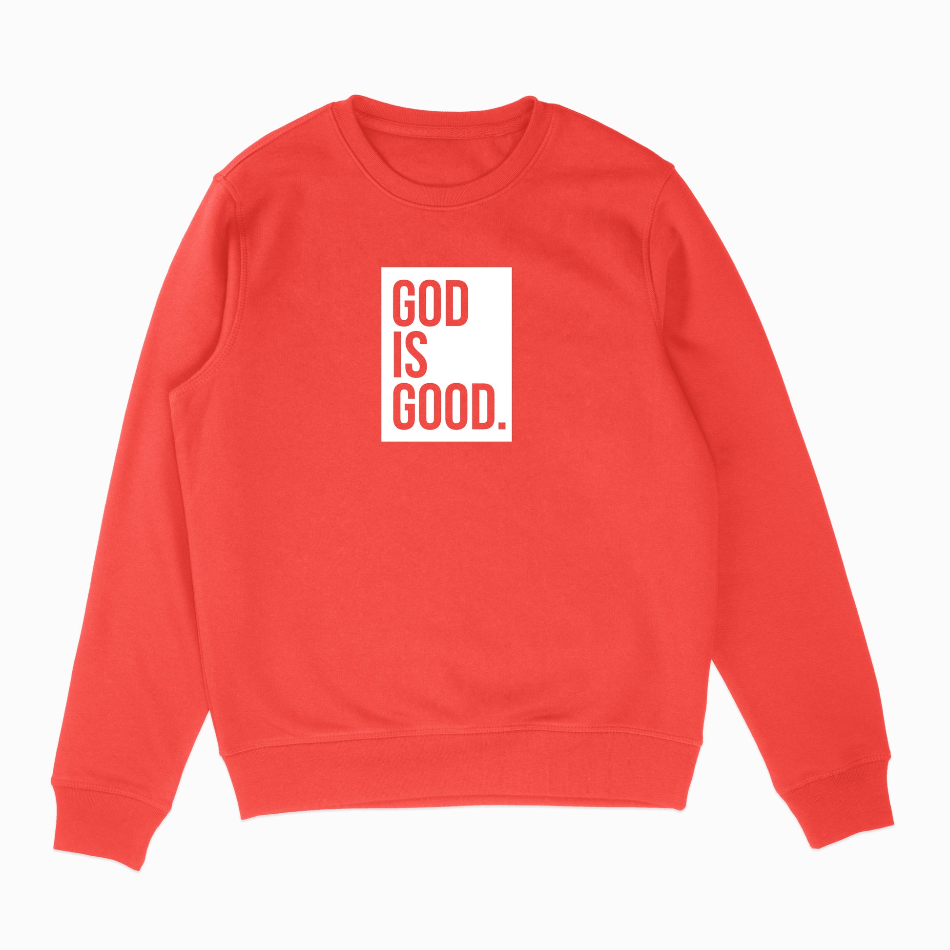 God Is Good Box Logo Red Crewneck