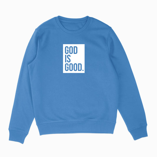 God Is Good Box Logo Royal Crewneck