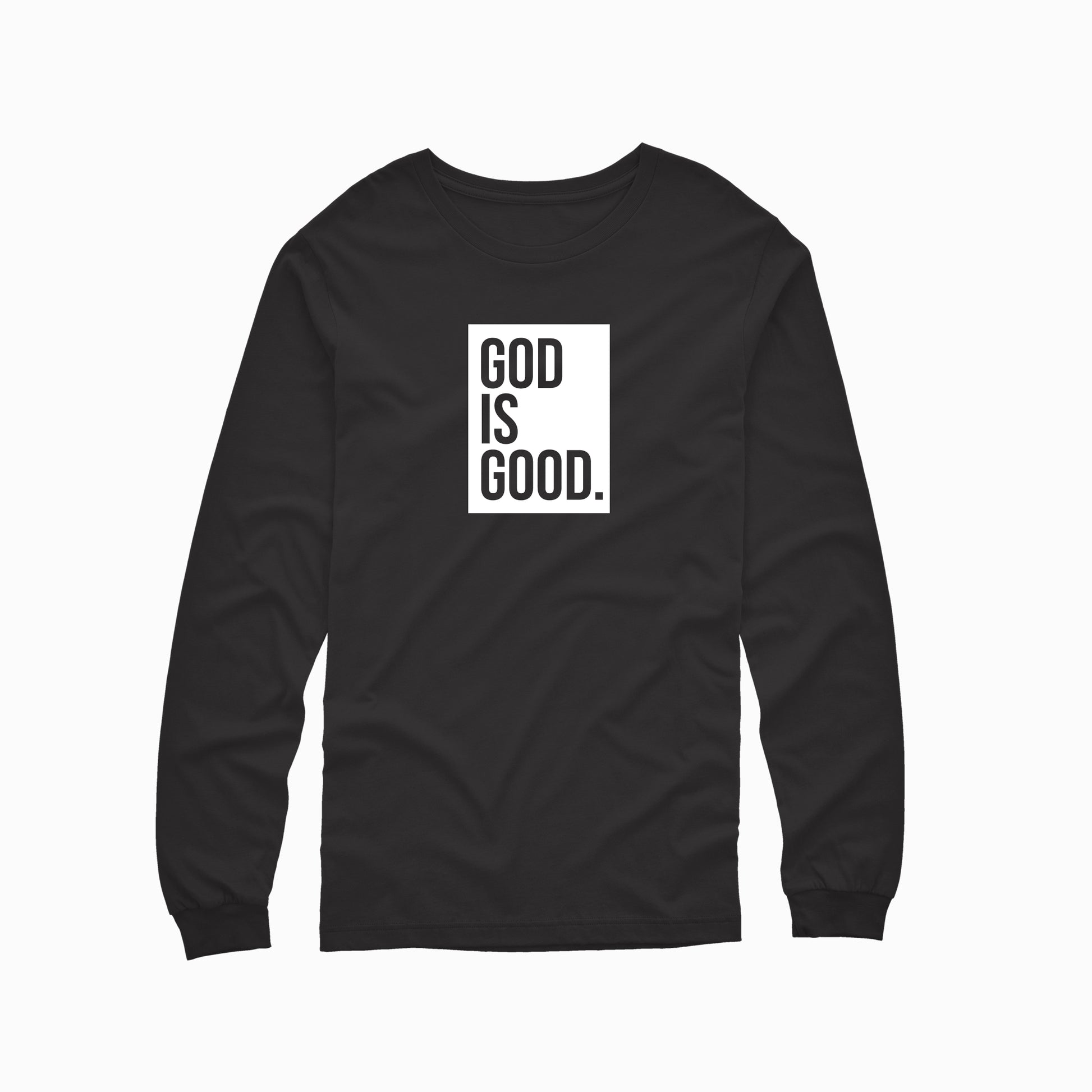 God Is Good Box Logo Unisex Long Sleeve Tee Black