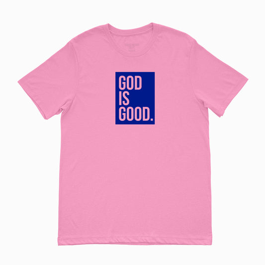 God Is Good Box Logo Tee Azalea & Navy