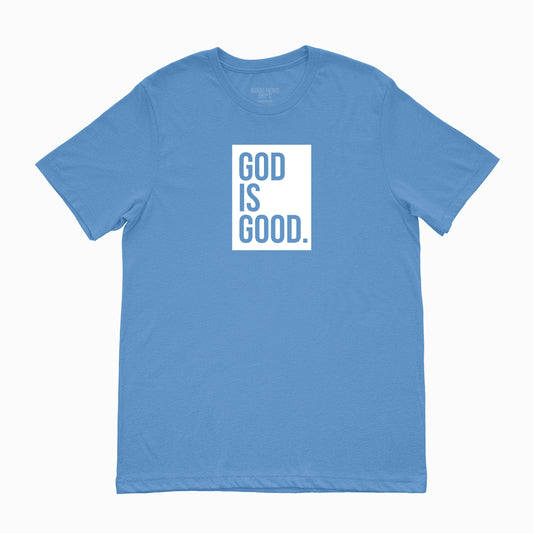 God Is Good Box Logo Tee Varsity Blue White