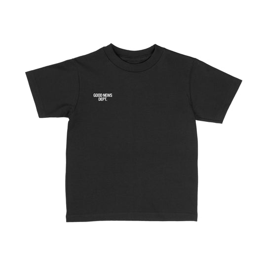 "GOOD NEWS DEPT." TEE (BLACK/WHITE)